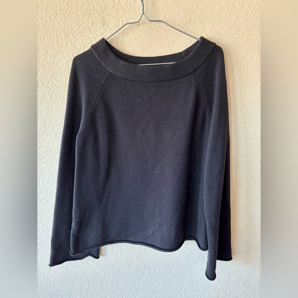 Ann Taylor Loft‎ Boatneck Sweater Rolled Hem Rabbit Hair Blend Size L